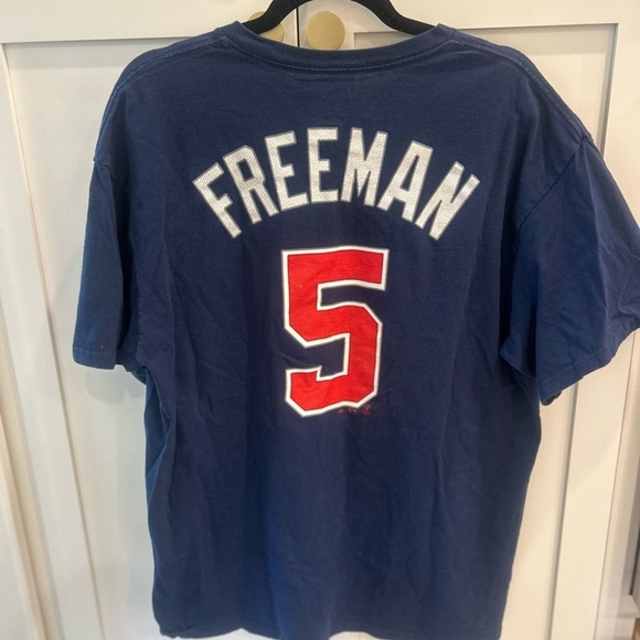 Atlanta Braves Freddie Freeman #5 Majestic XL 100% Cotton Blue T-Shirt MLB Shirt - Picture 2 of 3